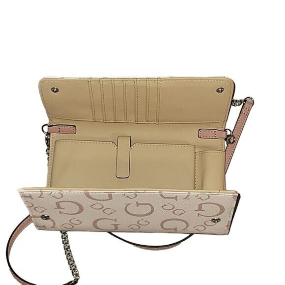 GUESS‎ Women's  Foldover Crossbody Purse Cream/Beige Pockets Lightweight Party - Picture 5 of 8